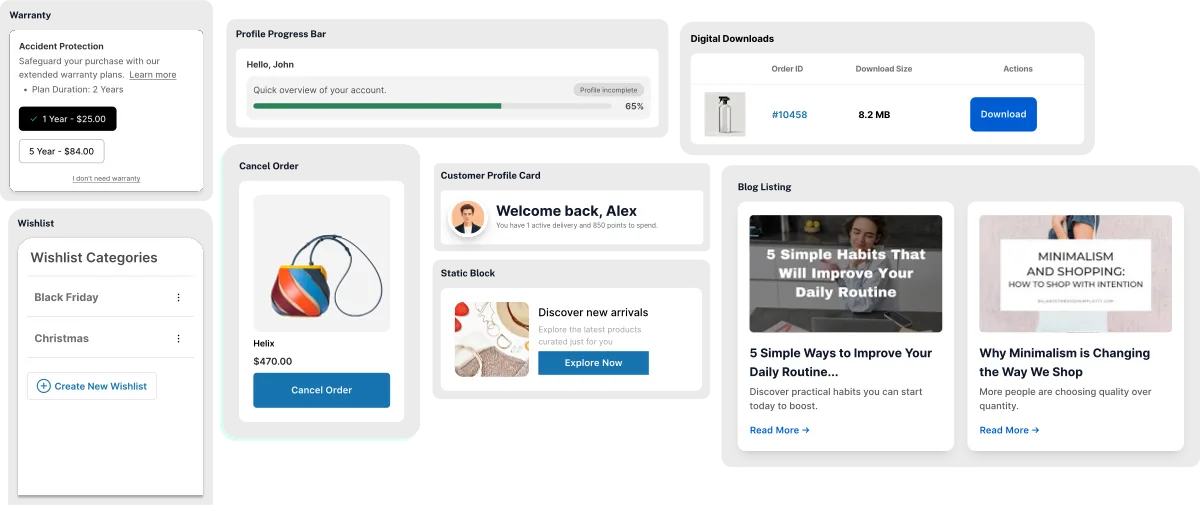 Accofy customer account dashboard inside Shopify new customer accounts
