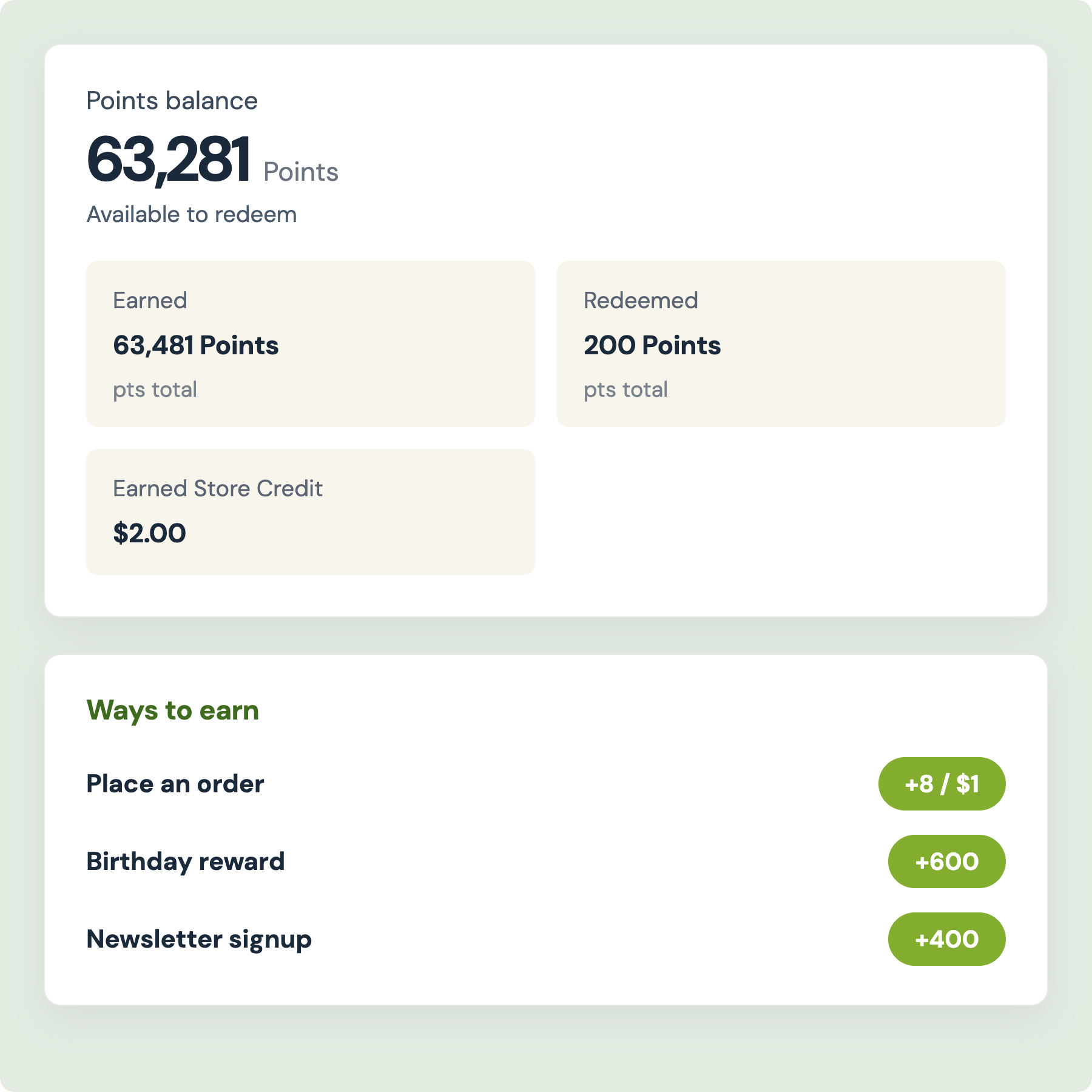 Loyalty Points preview